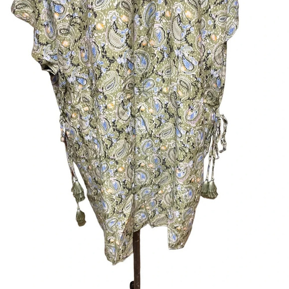 Roller Rabbit Turin‎ Ellyott Dress Olive Green Blue Paisley Size Large - Picture 8 of 12